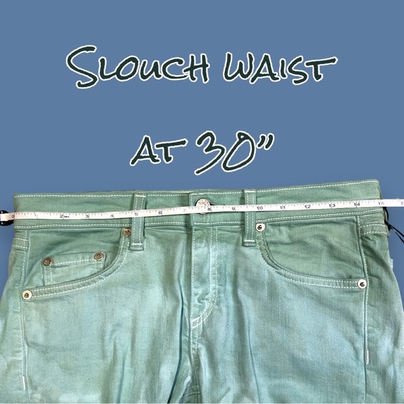 Originally White Slim Boyfriend Style Jeans Ombre Dip Dyed in Sage. Size 26 - Picture 8 of 11